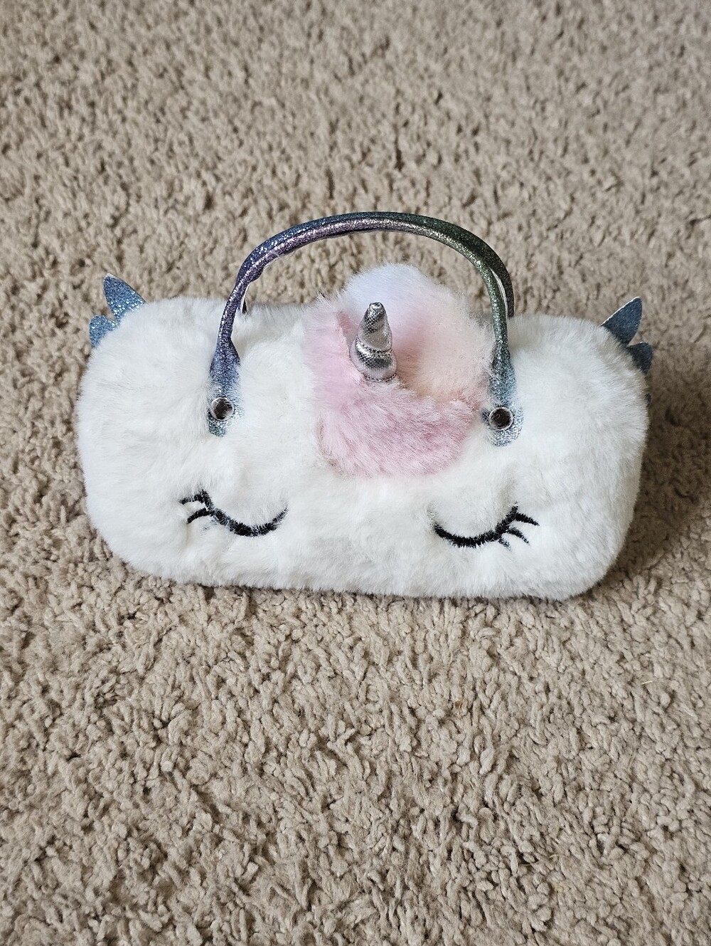 Unicorn Hard Eyeglass / Sunglasses Case Faux Fur - Pink Sunglasses Included